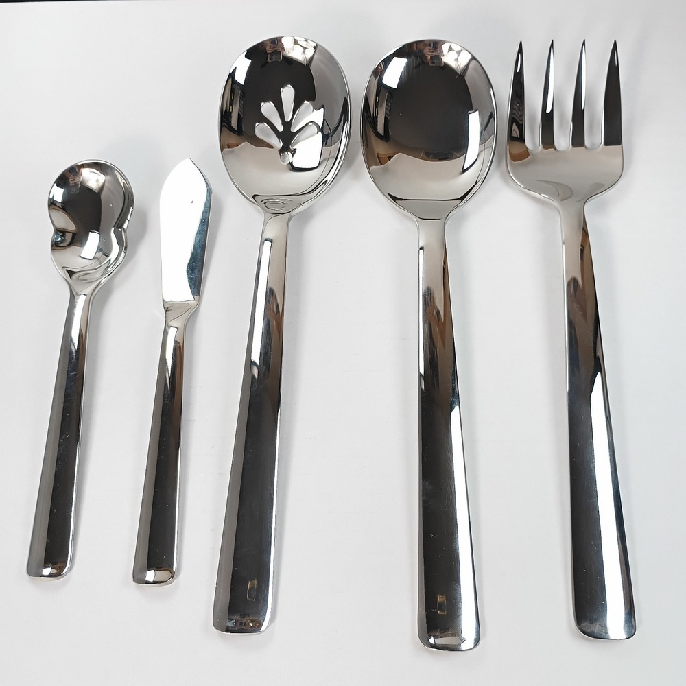 Robert Welch MERIT MIRROR 18/10 Sugar Spreader Serving Spoons Fork 5 pieces